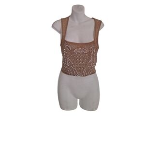 Embellished Tan Crop Top